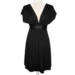 Vintage Y2K Wet Seal Dress Large Babydoll Wide Braided Belt Black Made In USA